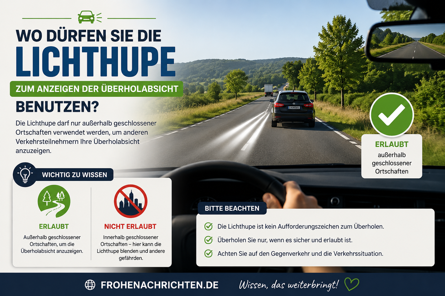 wo dürfen sie die lichthupe zum anzeigen der überholabsicht benutzen